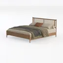 Rattan Bed Frame Full with Natural Rattan  Left 45 Degree View