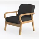 Modern Accent Chair with Cushion, Mid-Century Left 45 Degree View
