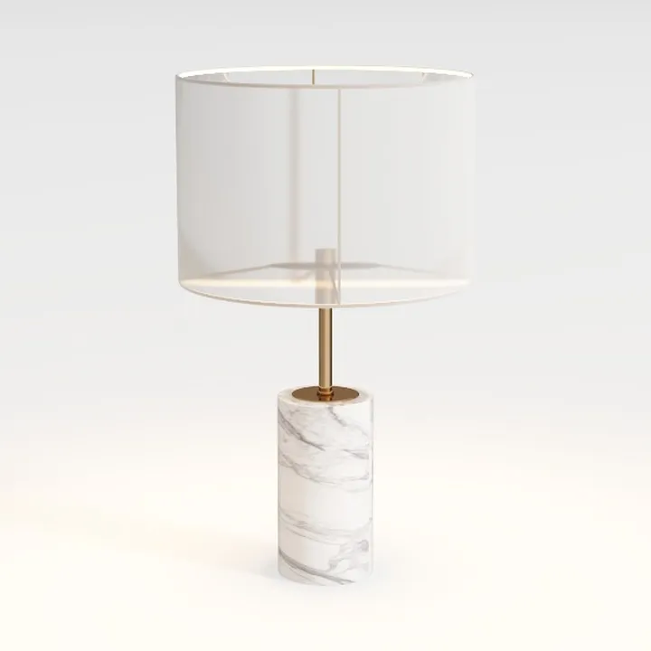 Modern Marble Brass Fabric Table Lamp 3D Model