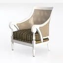 Modern White Wood Cane Fabric Accent Armchair 3D Model Left 45 Degree View