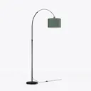 Modern Minimalist Black Metal Fabric Arc Floor Lamp 3D Model Right 45 Degree View