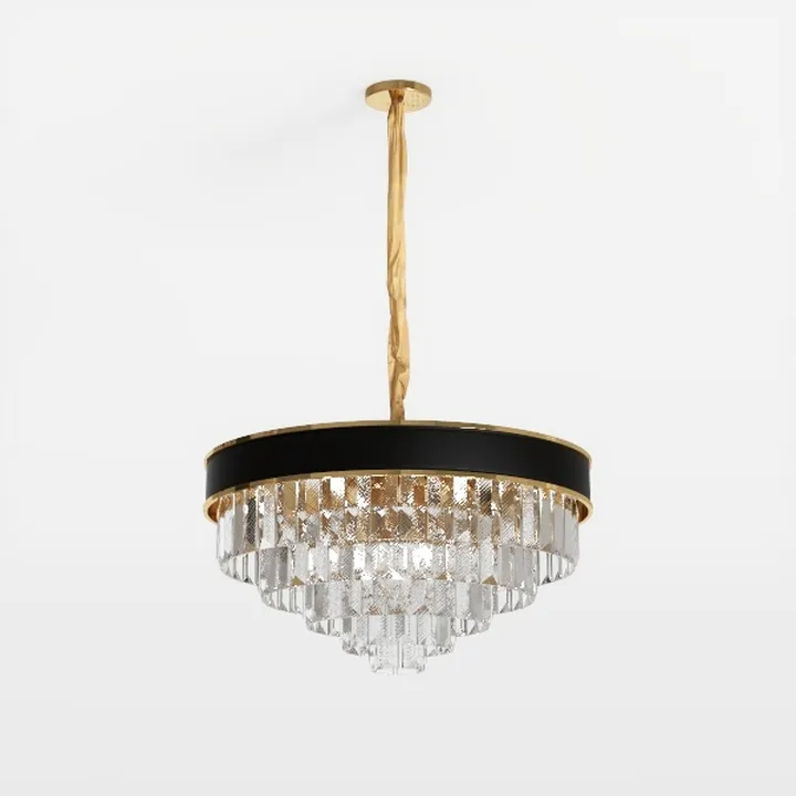 Luxury Gold Brass Glass Crystal Pendant Chandelier 3D Model