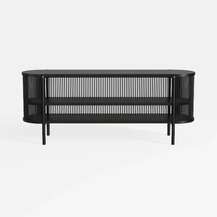 Minimalist Black Metal Cane Open Storage Console Table 3D Model
