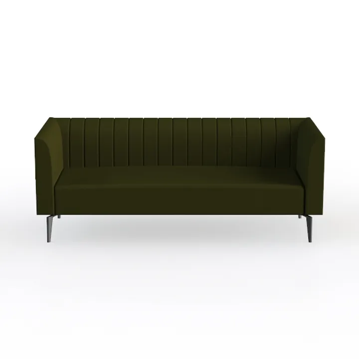 Modern Dark Green Fabric Channel Tufted Sofa 3D Model