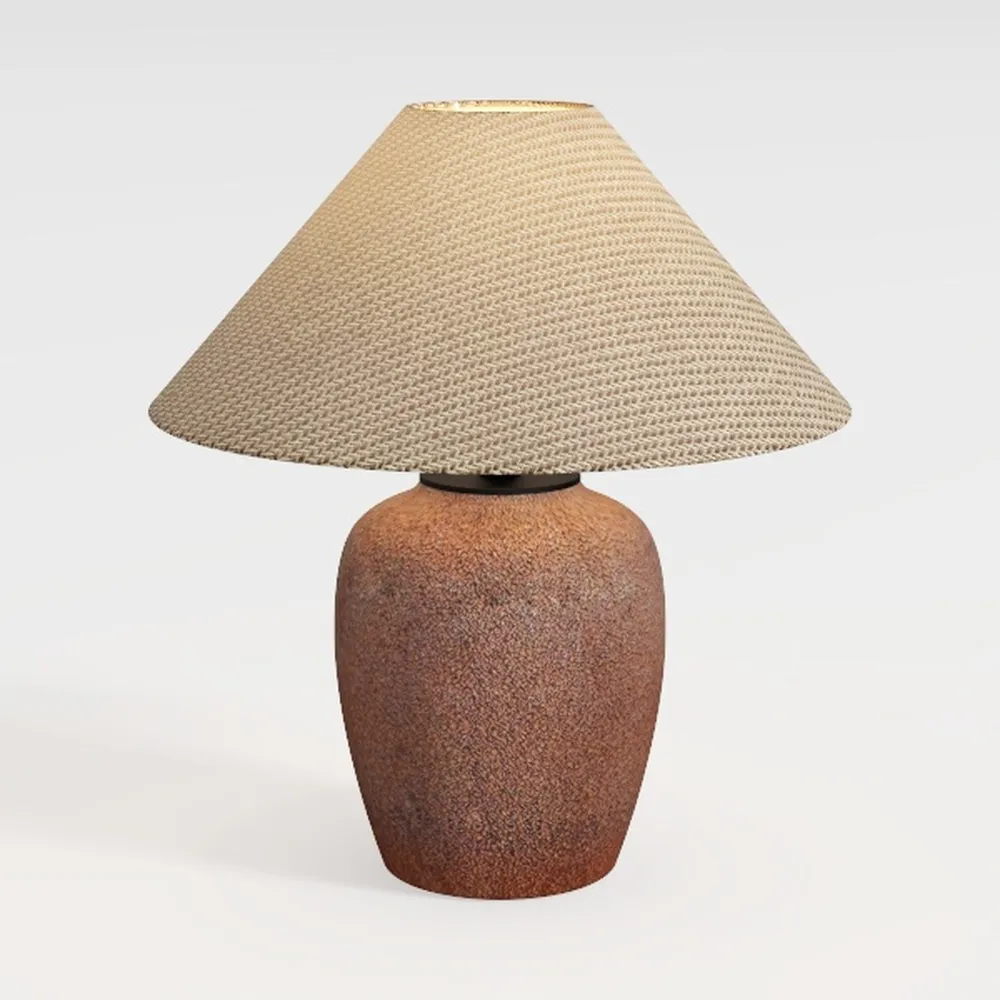 Vintage Distressed Ceramic Pot Table Lamp White