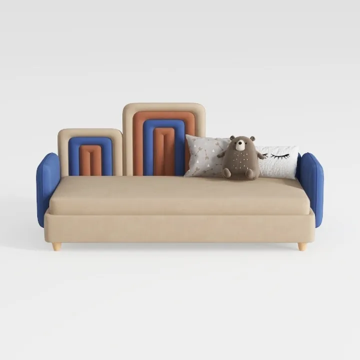 Divano da gioco un luminoso al buio, divano per bambini in gommapiuma, per bambini e angolo di coccole nella cameretta dei bambini, composto da 10 pezzi per la zona notte e la sala giochi (Teddybeige)