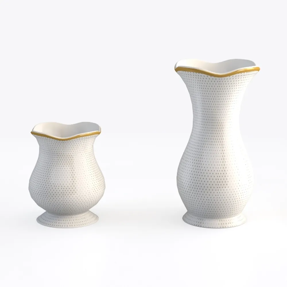 Ceramic Flower Vase, 7.48 Inch White Rustic