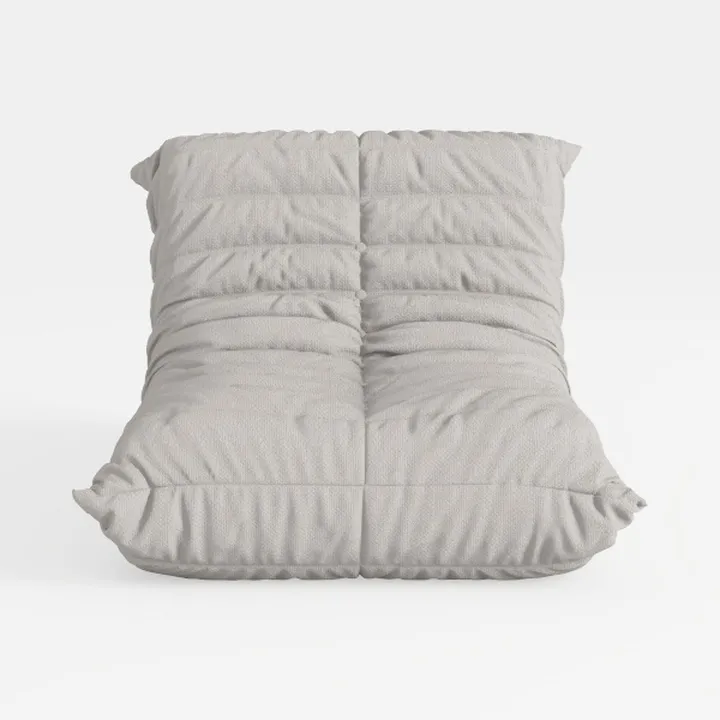 Minimalist Light Gray Fabric Tufted Floor Sofa Chair 3D Model