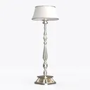 Classic Silver Metal Fabric Shade Floor Lamp 3D Model Left 45 Degree View