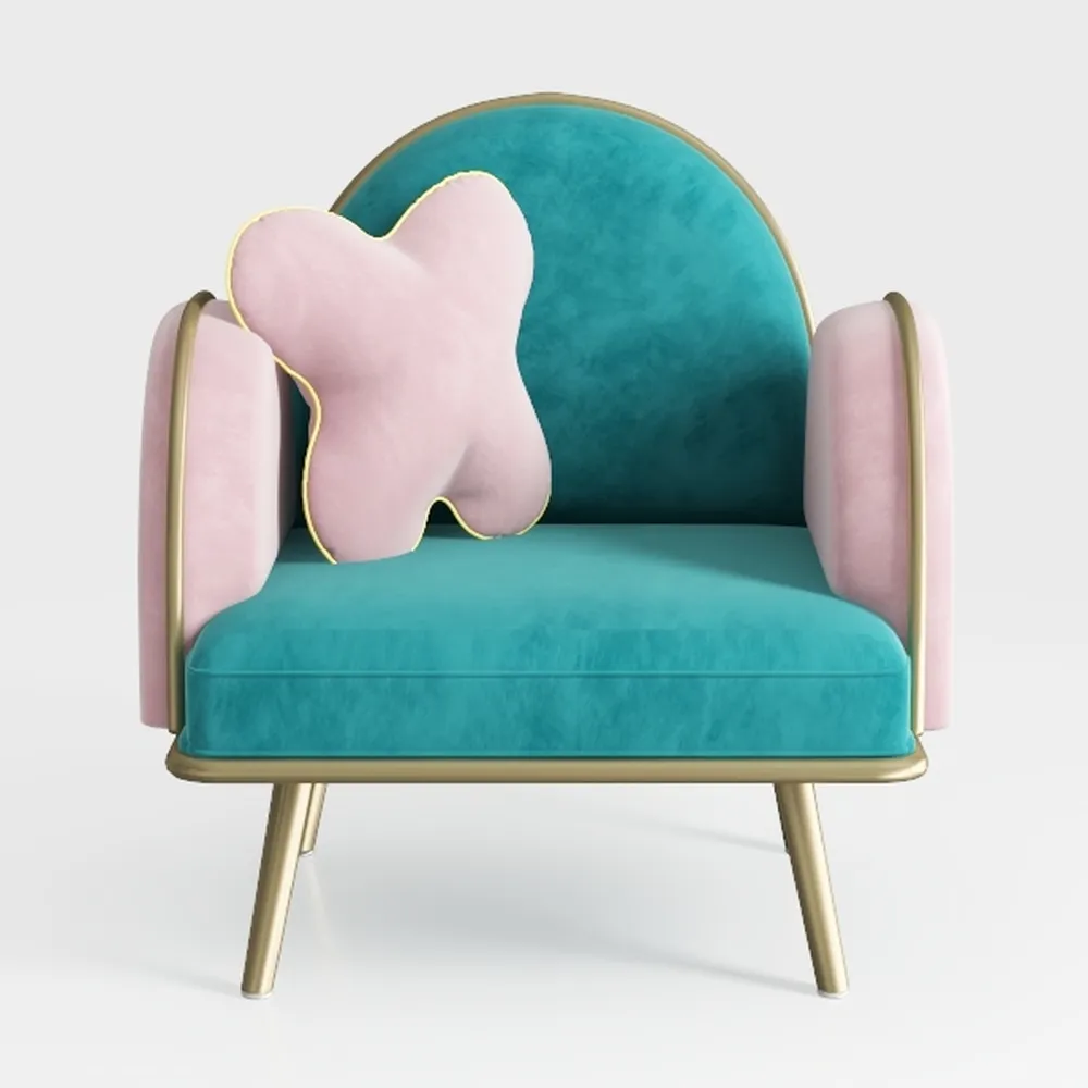 Velvet Living Room Chair with Backrest, Modern Acc