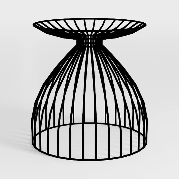 Minimalist Black Metal Wire Round Side Table 3D Model