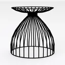 Minimalist Black Metal Wire Round Side Table 3D Model Right 45 Degree View