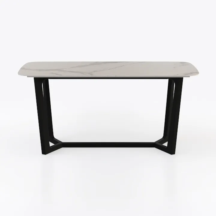 Modern Marble Top Black Metal Frame Console Table 3D Model