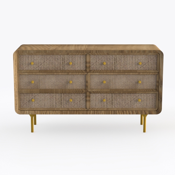 Anmytek 2pcs 3 Drawer Dresser for Bedroom, Rattan