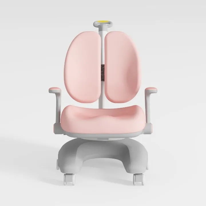 Pink Gray Fabric Kids Ergonomic Office Chair 3D Model