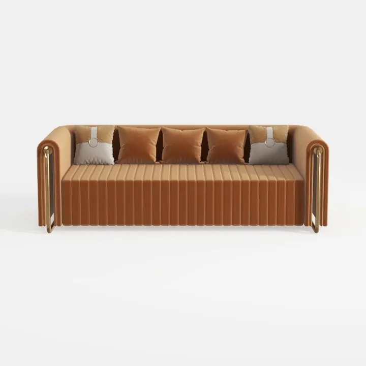 Ashcroft Furniture Co Orange Loveseat Velvet Sofa 