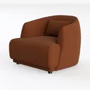 Quilted Fabric Modern Curved Armchair Lounge 3D Model Left 45 Degree View