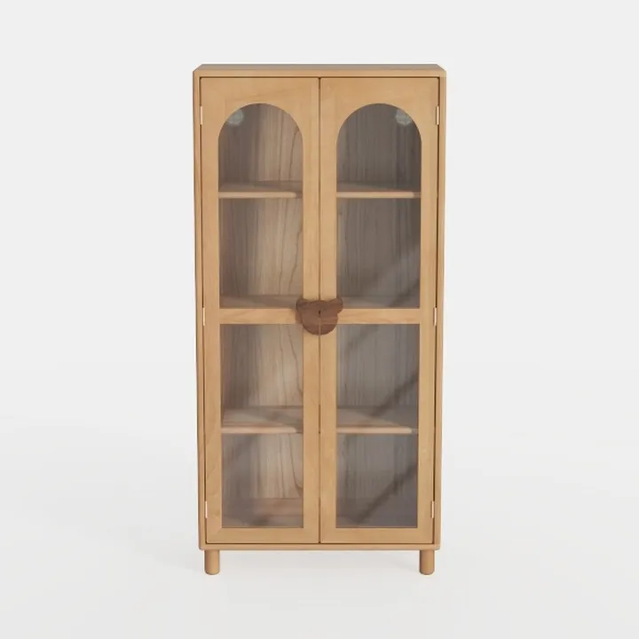 71'' Tall Arched Bookshelf, Mid Century Modern