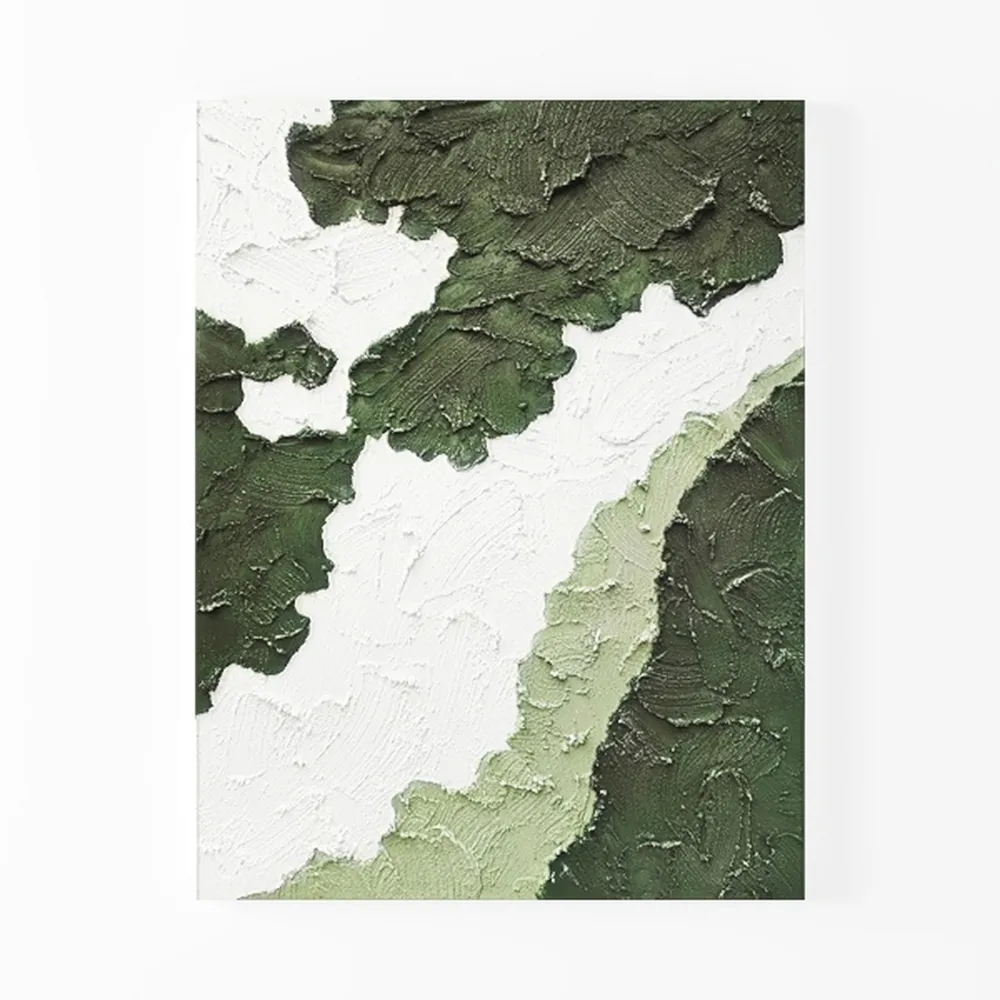 Slyart Large Nordic Green and White Abstract Vertical Wall Art