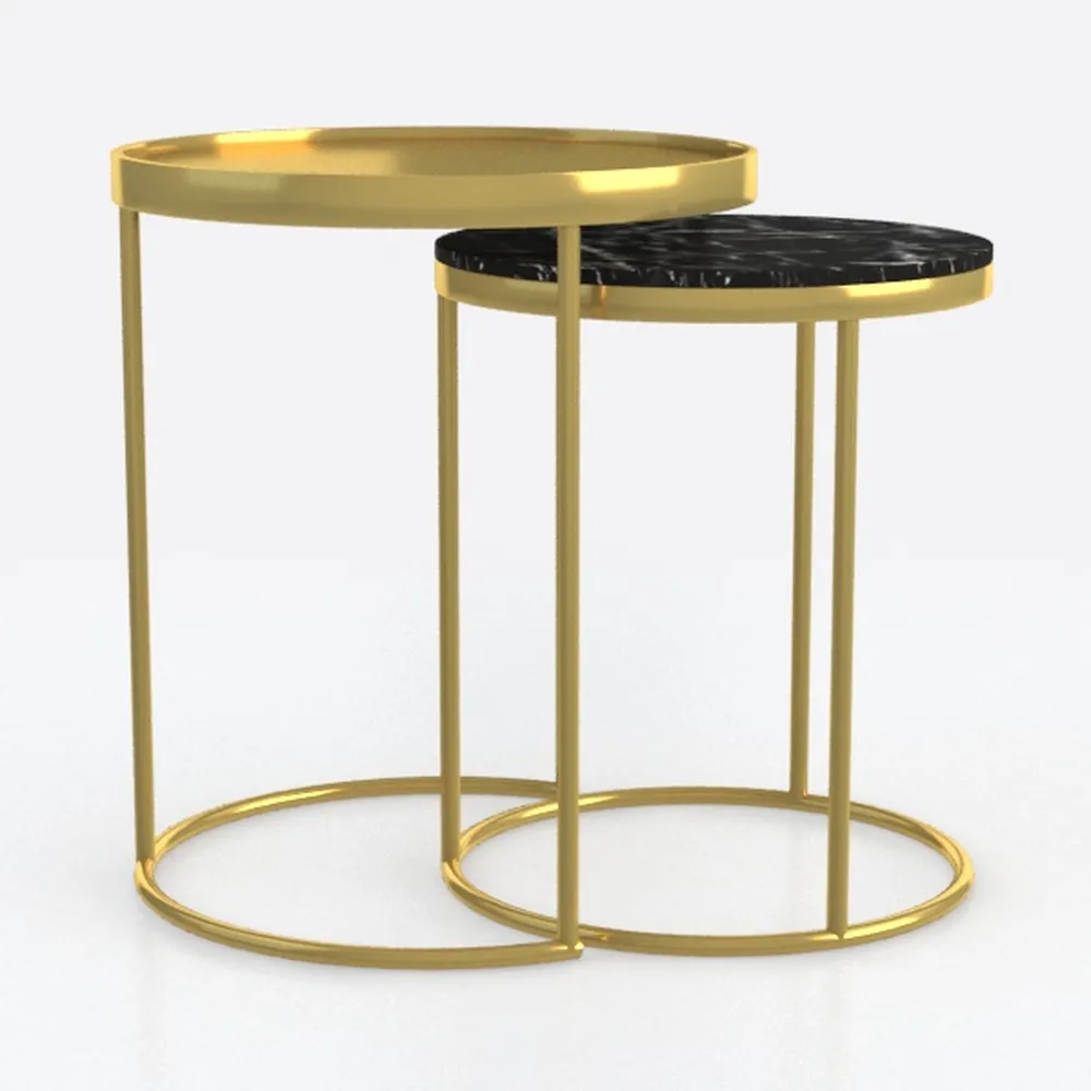 Nesting Coffee Table Set of 2,23.6" Modern Round 