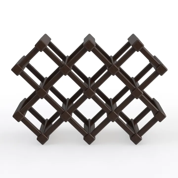 Minimalist Dark Walnut Wooden Wine Rack 3D Model