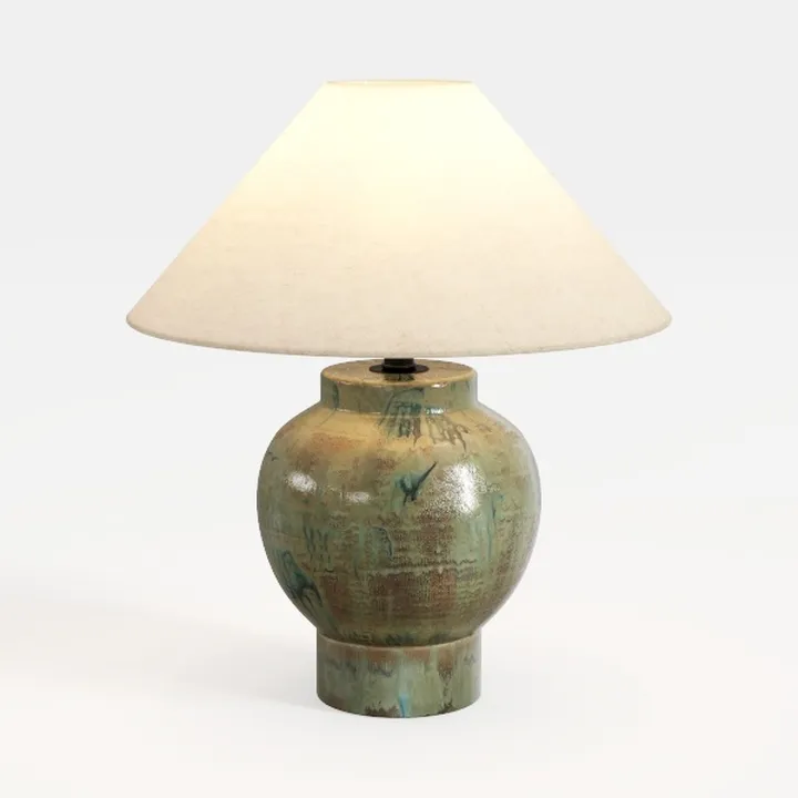 Vintage Ceramic Fabric Table Lamp 3D Model