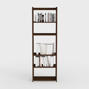 Minimalist Solid Wood Open Bookshelf Storage Display 3D Model