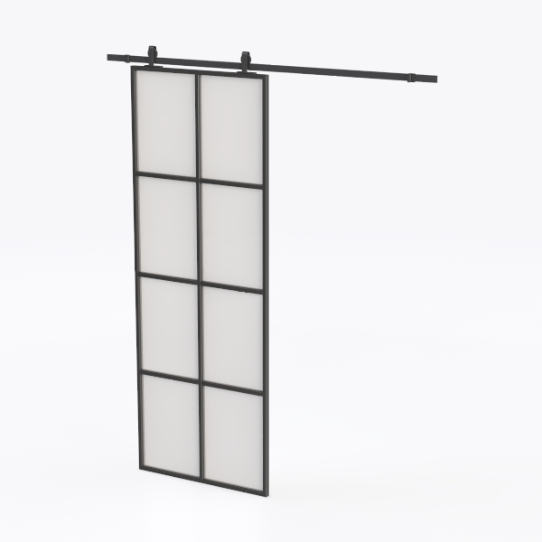 BARNSMITH 36in x 96in Frosted Glass Barn Door and