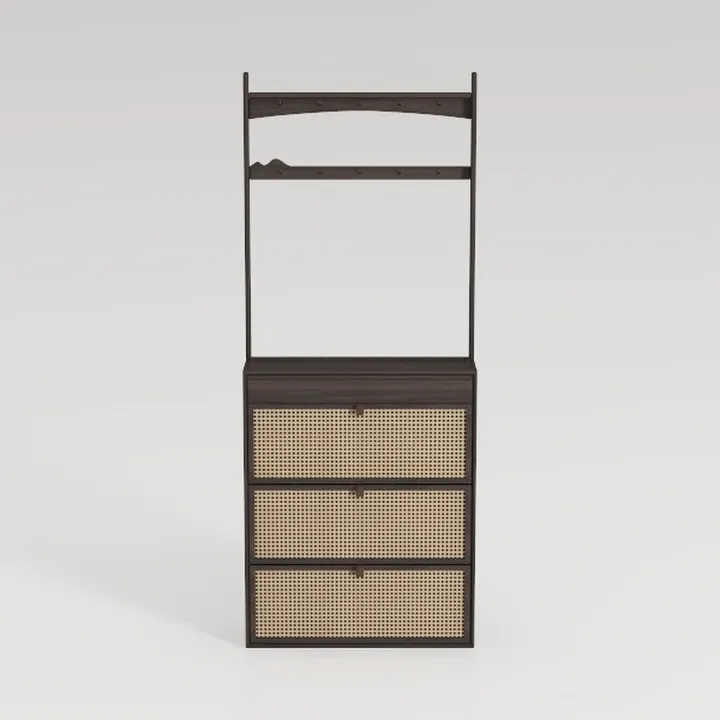 Furnulem Night Stand, Tall Nightstand with 4-Tier