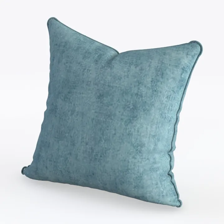Minimalist Teal Fabric Throw Pillow 3D Model