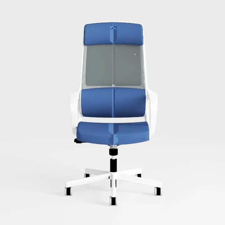 Modern Blue Fabric Mesh White Frame Office Chair 3D Model