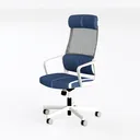 Modern Blue Fabric Mesh White Frame Office Chair 3D Model Left 45 Degree View
