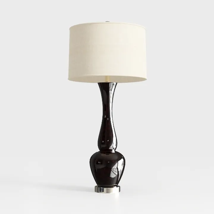 Modern Dark Polished Resin Fabric Shade Table Lamp 3D Model