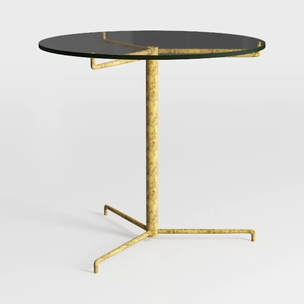 Helios Gold with Tempered Glass Side Table