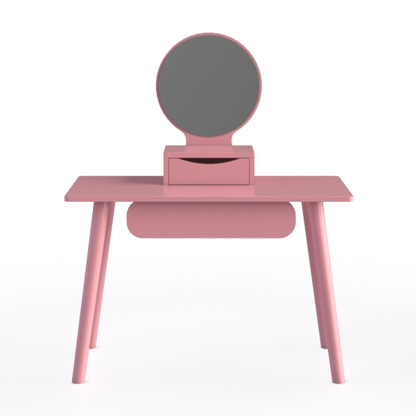 Kid Vanity Table Stool Set with Adjustable Mirror 
