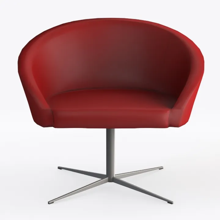 Modern Red Leather Swivel Tub Chair 3D Model