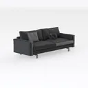 Modern Minimalist Dark Fabric Sofa With Decorative Pillows 3D Model Right 45 Degree View
