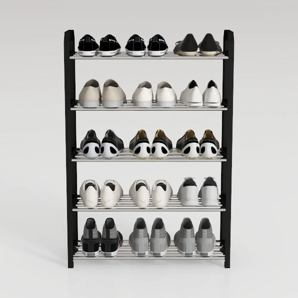 5 Tier Shoe Rack with Hook and Side Pocket,Shoe
