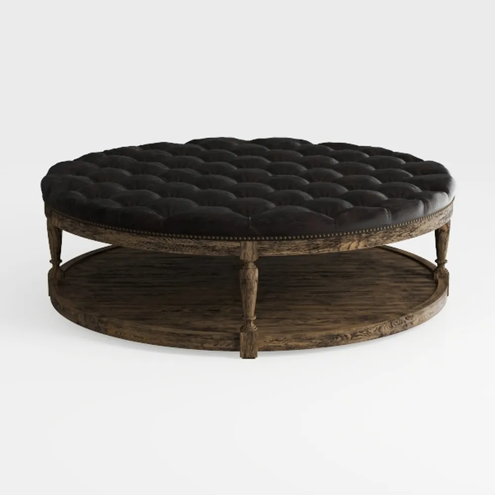 31.5" Drum Coffee Table Modern Unique Fluted Tea