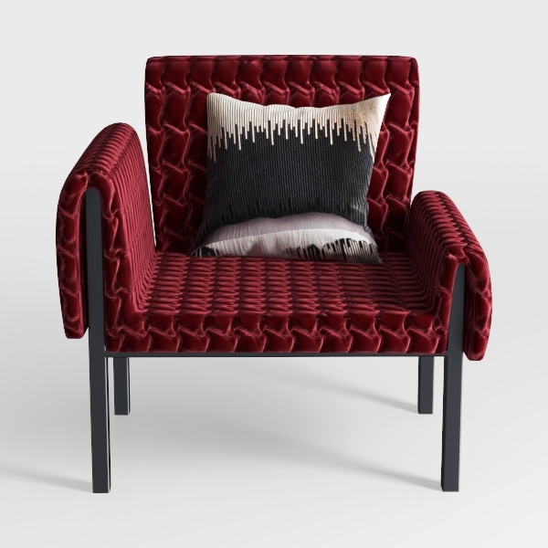 Charisma Maroon Channel Tufted Performance Velvet