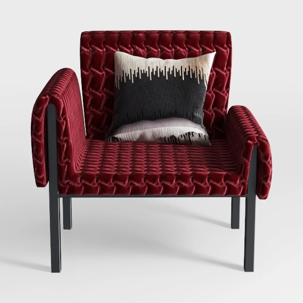 Charisma Maroon Channel Tufted Performance Velvet 