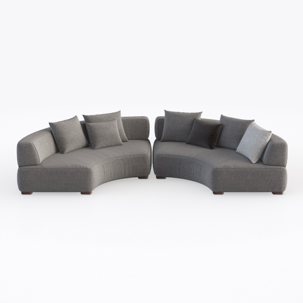 S-Curved Chenille Loveseat Sectional Sofa - Cloud