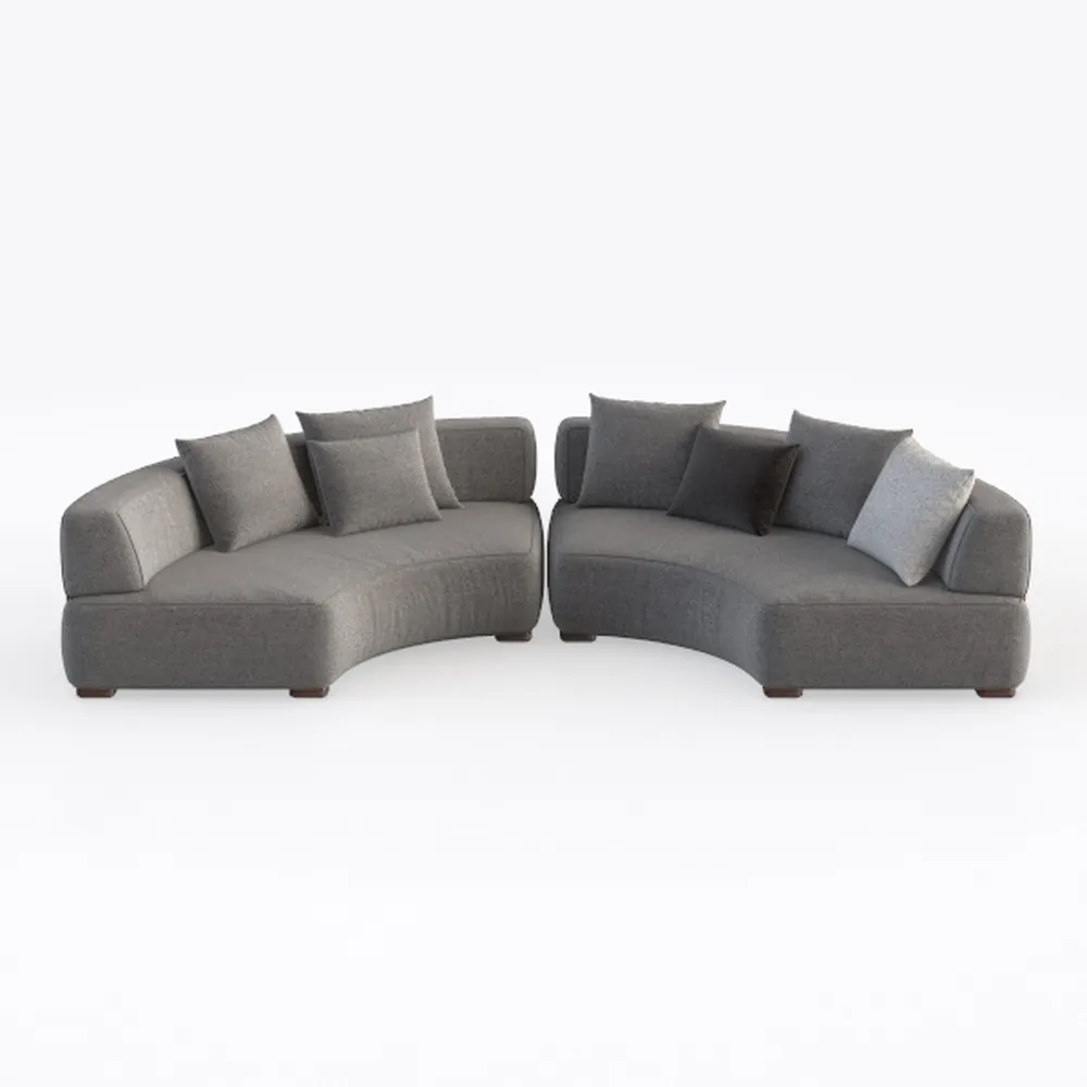 S-Curved Chenille Loveseat Sectional Sofa - Cloud 