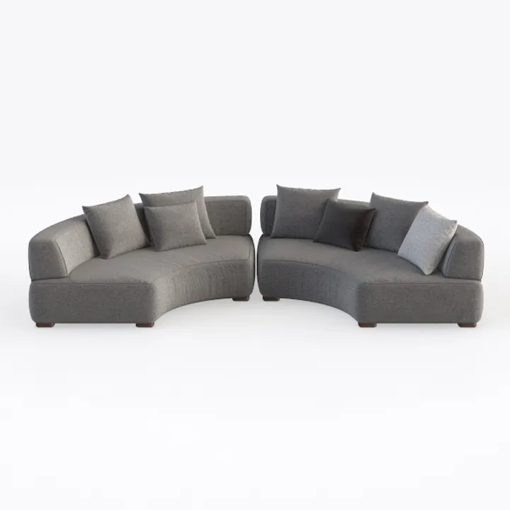 S-Curved Chenille Loveseat Sectional Sofa - Cloud 