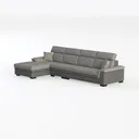 Modern Minimalist Fabric L Shaped Sectional Sofa with Throw Pillows 3D Model Left 45 Degree View