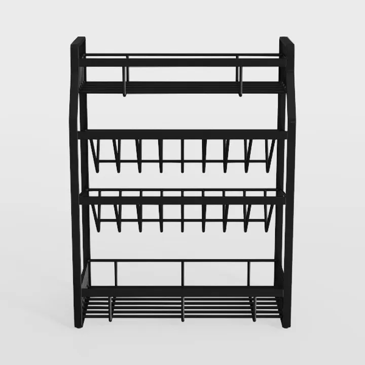 Black Metal Multi Tier Freestanding Wine Rack Storage 3D Model