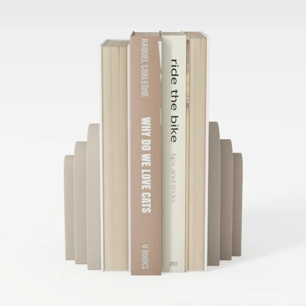 OAKOA Concrete Heavy Book Ends Decorative-Warm Beige