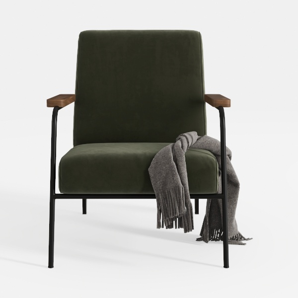 Mid-Century Accent Chair, Soft Armchair Linen