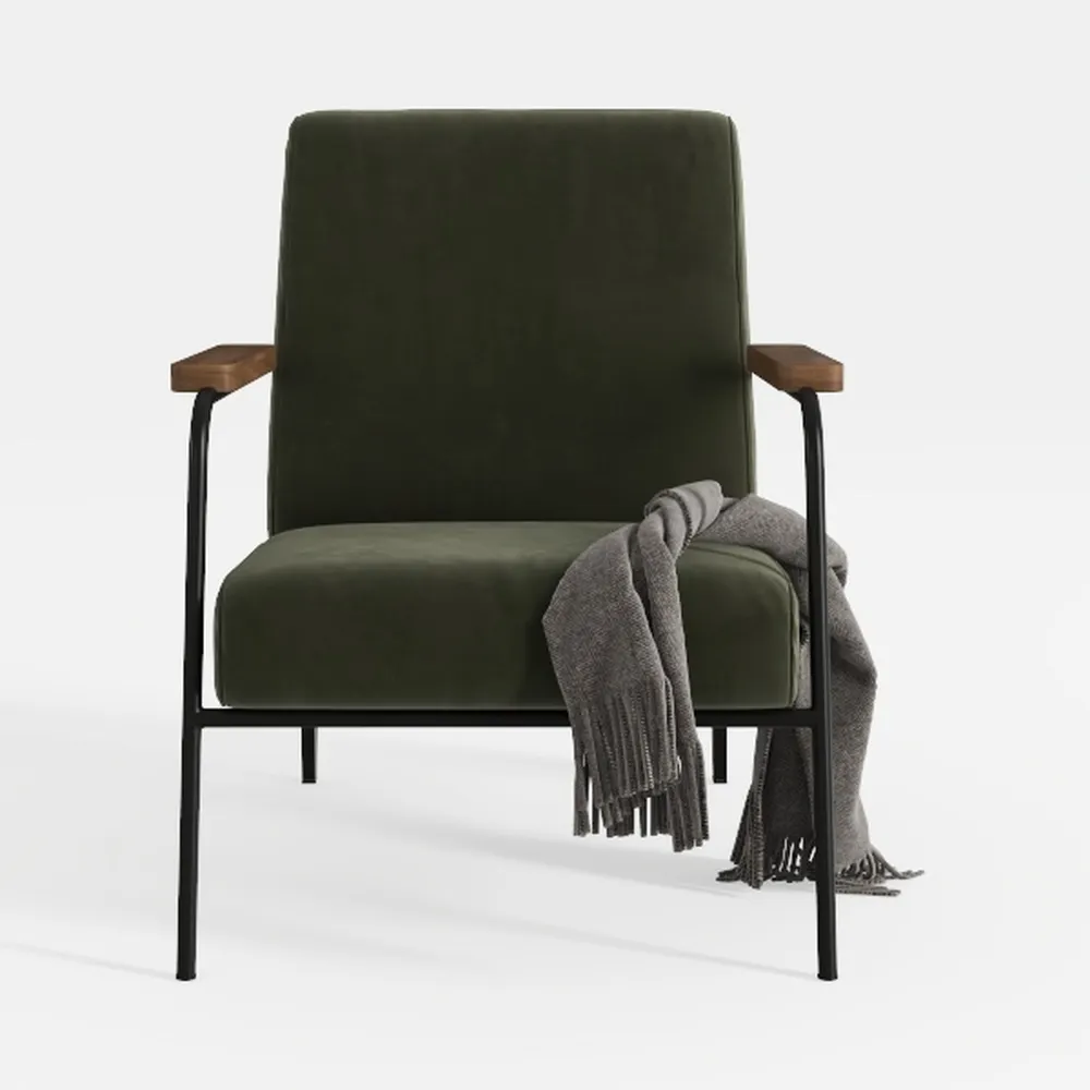 Mid-Century Accent Chair, Soft Armchair Linen