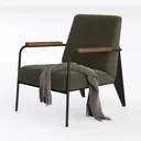 Mid-Century Accent Chair, Soft Armchair Linen Left 45 Degree View